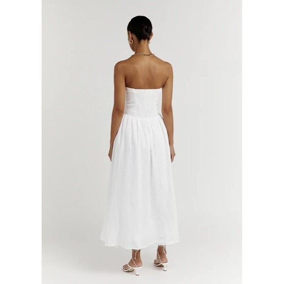 DISSH NEW Lexi White Linen Midi Dress Size US 12 AU 16 - Picture 5 of 16